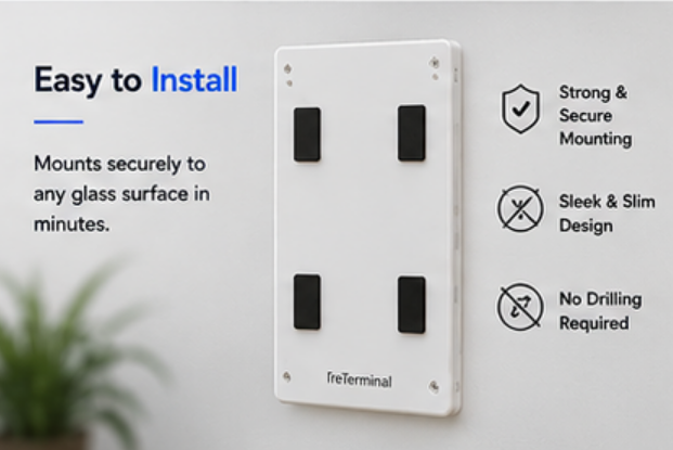 Easy to install on glass with no drilling